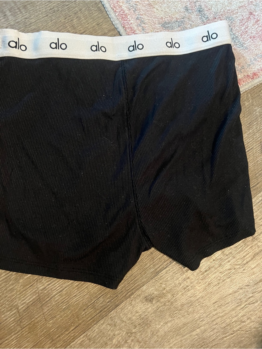 Black Ribbed Boxer Briefs with White Logo Waistband - Picture 5 of 8